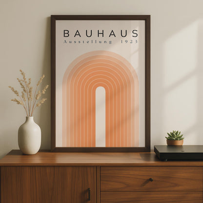 Bauhaus Ausstellung 1923 Poster, Retro Minimalist Art Print, Geometric Orange and Cream Decor wall art print