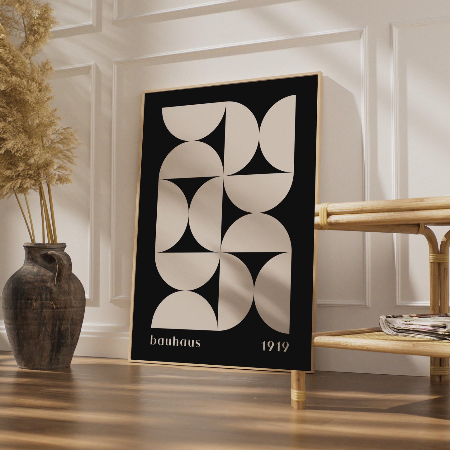 Bauhaus Geometric Art Print, Minimalist Black White Wall Decor wall art print