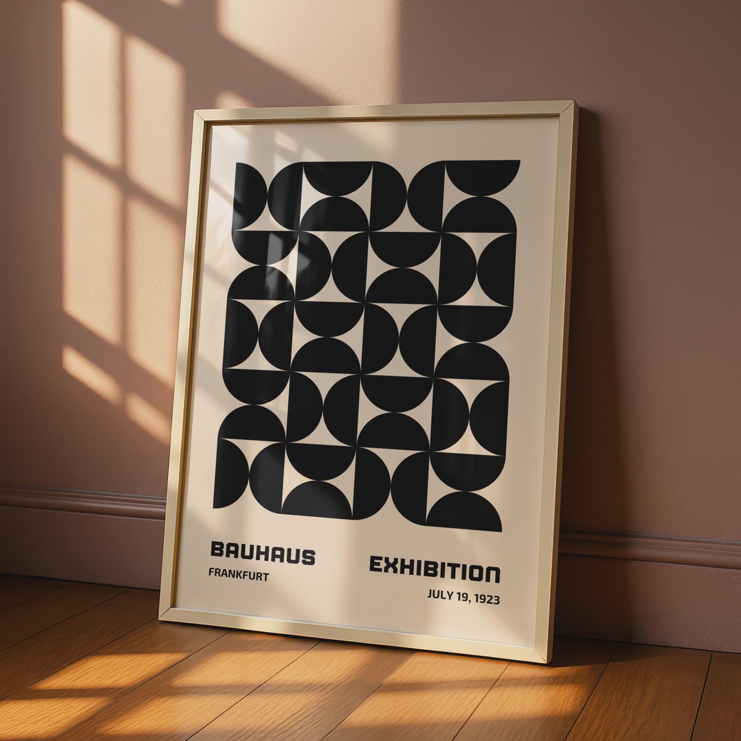 Bauhaus Exhibition Poster, Frankfurt 1923, Geometric Black and Beige Art Print, Modern Wall Decor wall art print