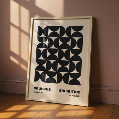 Bauhaus Exhibition Poster, Frankfurt 1923, Geometric Black and Beige Art Print, Modern Wall Decor wall art print