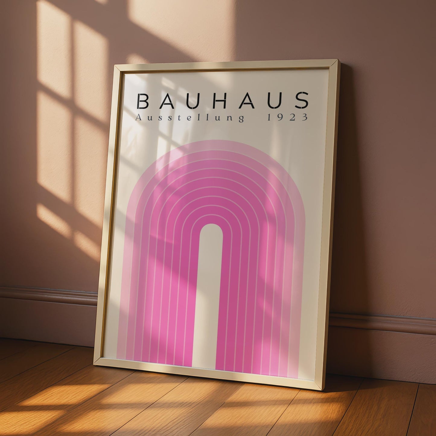 Bauhaus Exhibition 1923 Poster, Minimalist Wall Art, Pink Arches Design, Modern Home Decor wall art print