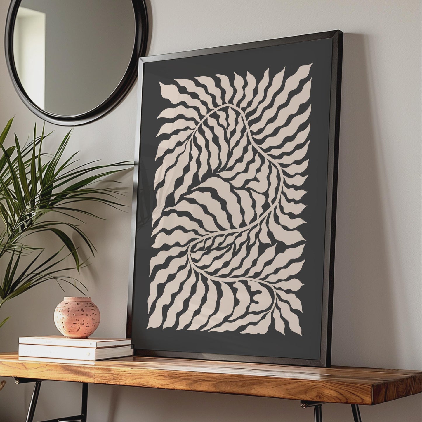 Botanical Leaf Print, Minimalist Wall Art, Black and White Nature Decor, Modern Botanical wall art print