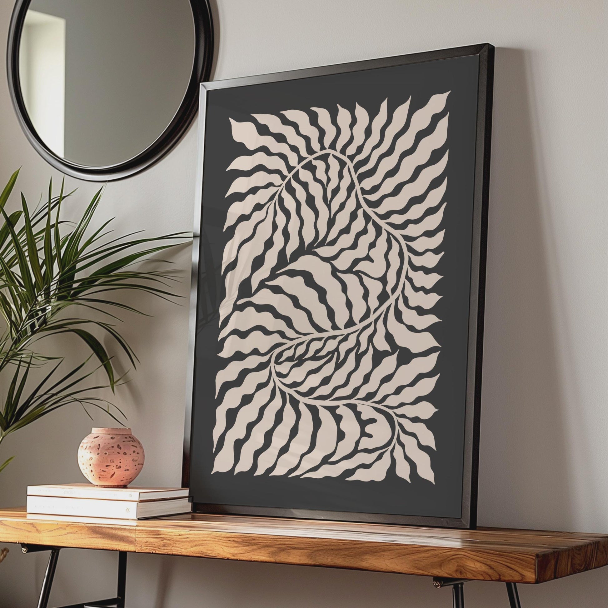 Botanical Leaf Print, Minimalist Wall Art, Black and White Nature Decor, Modern Botanical wall art print
