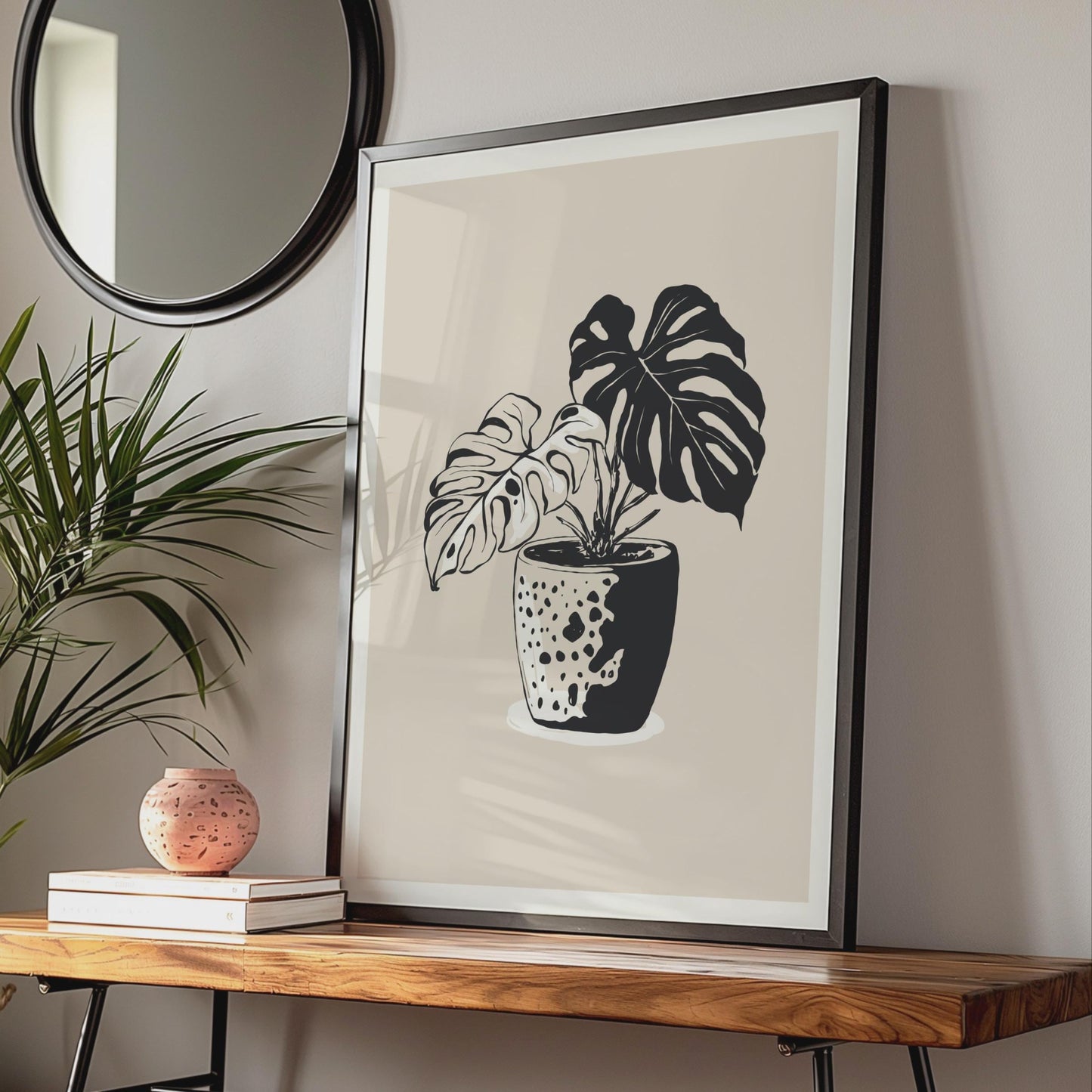 Monstera Plant Wall Art, Botanical Flower Poster, Black and White Plant Print, Minimalist Decor wall art print