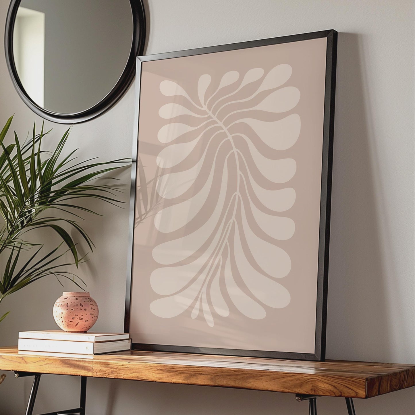 Minimalist Botanical Leaf Art Print, Elegant Floral Poster, Neutral Wall Decor, Nature Artwork wall art print