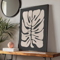 Minimalistic Botanical Wall Art, Abstract Monstera Print, Organic Shape Poster, Black and Beige wall art print