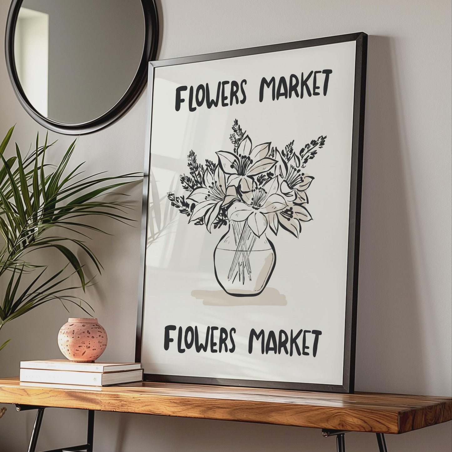 Botanical Flower Market Poster, Floral Art Print, Nature-Inspired Wall Decor, Minimalist Flower wall art print