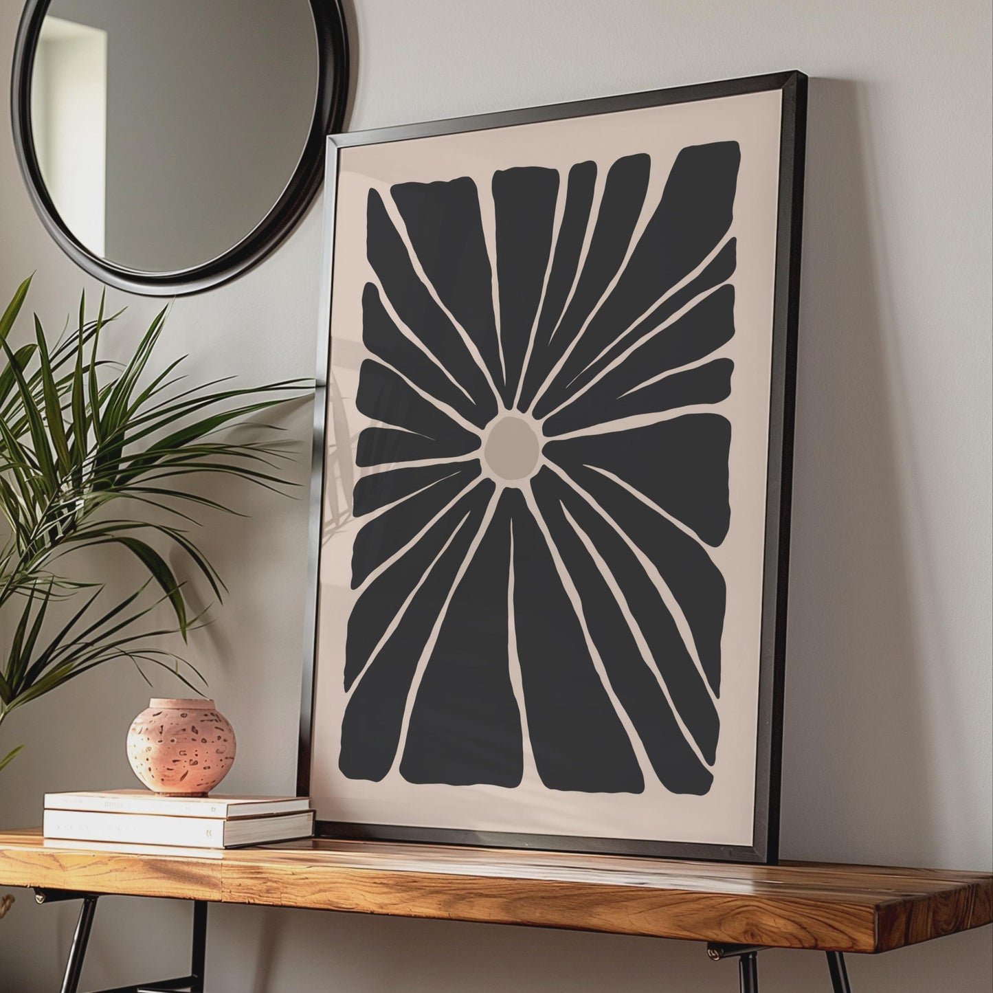 Black Botanical Flower Art Print, Minimalist Floral Poster for Modern Home Decor, Nature-Inspired wall art print
