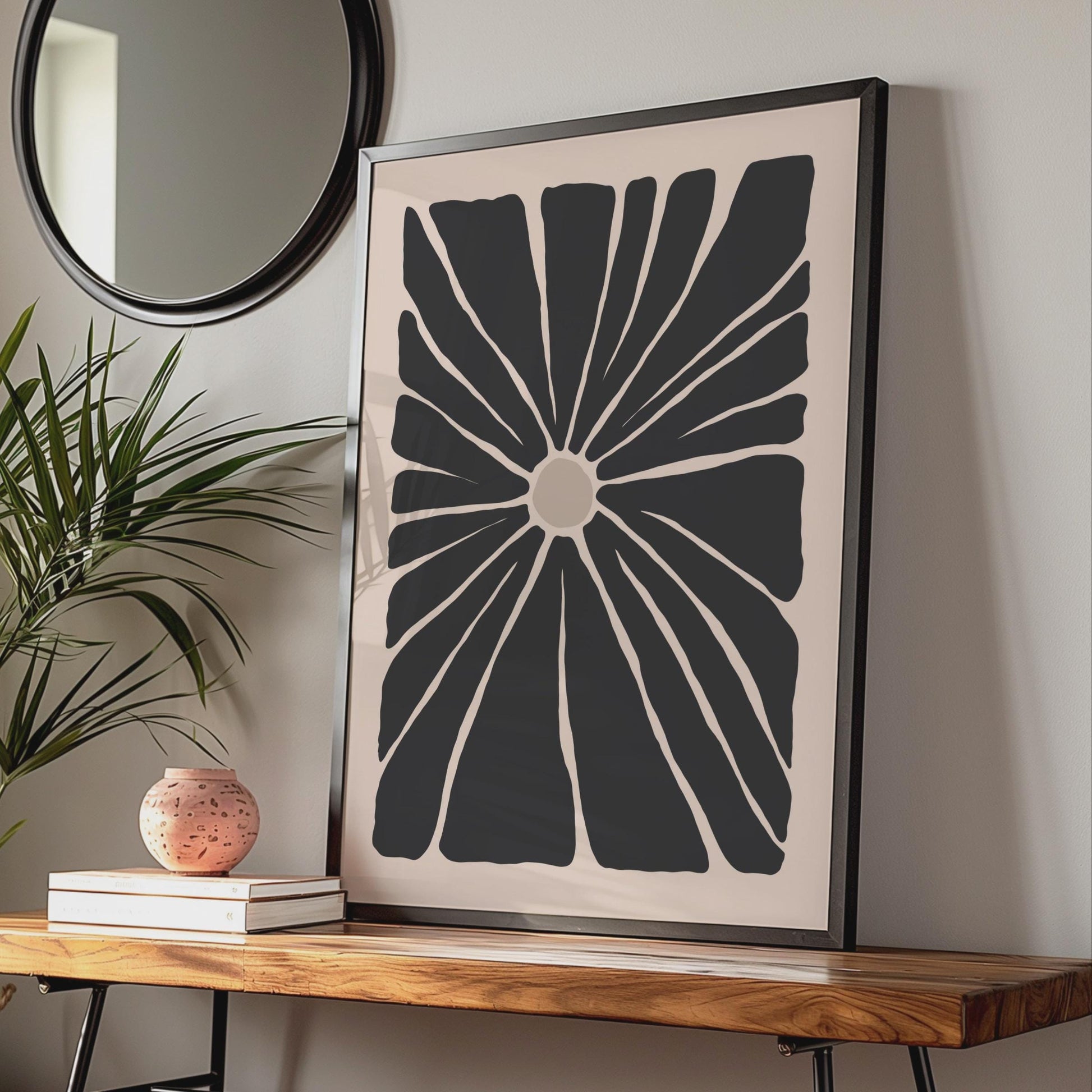 Black Botanical Flower Art Print, Minimalist Floral Poster for Modern Home Decor, Nature-Inspired wall art print