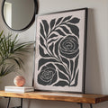 Botanical Flower Poster, Black Floral Print, Minimalist Wall Art, Nature Inspired Decor, Modern wall art print
