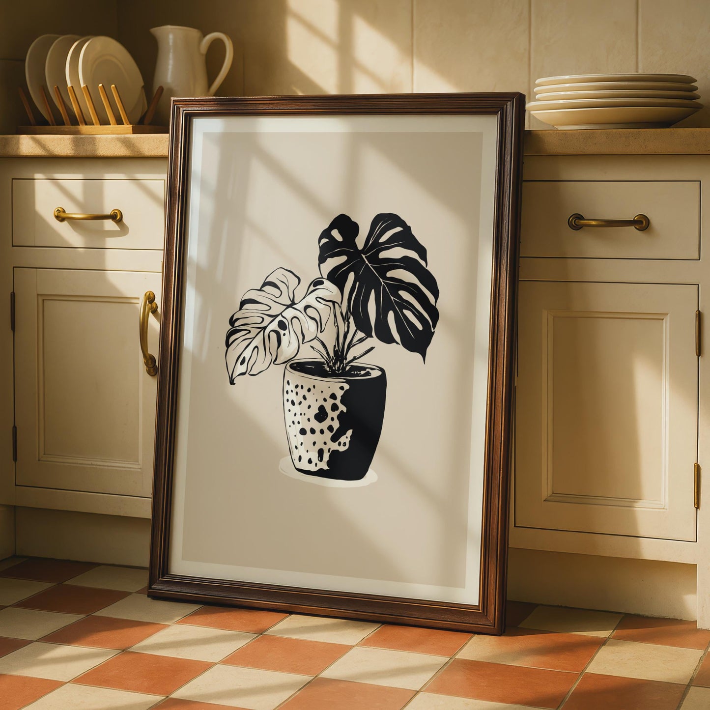 Monstera Plant Wall Art, Botanical Flower Poster, Black and White Plant Print, Minimalist Decor wall art print