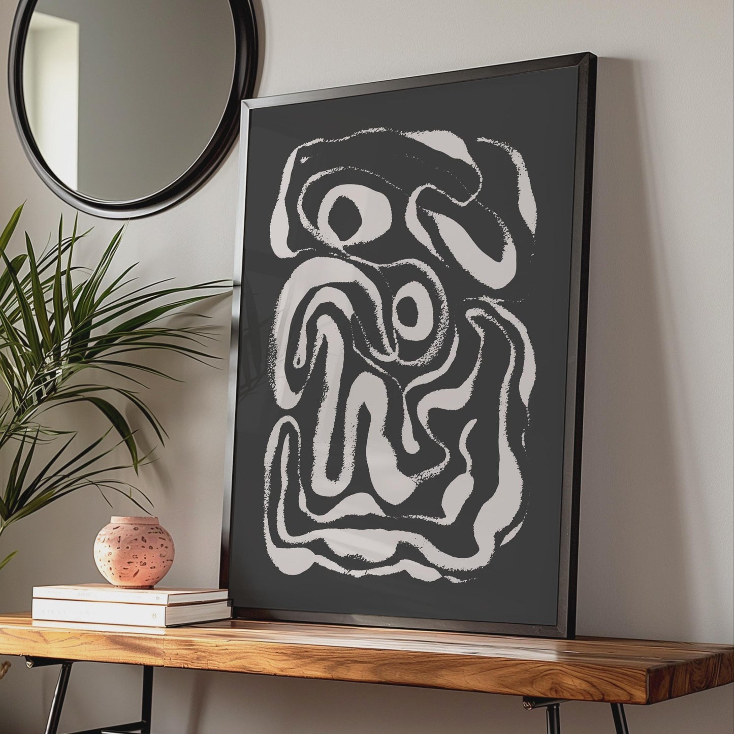 Abstract Organic Line Art Print, Minimalist Black and White Wall Decor, Modern Home Art wall art print