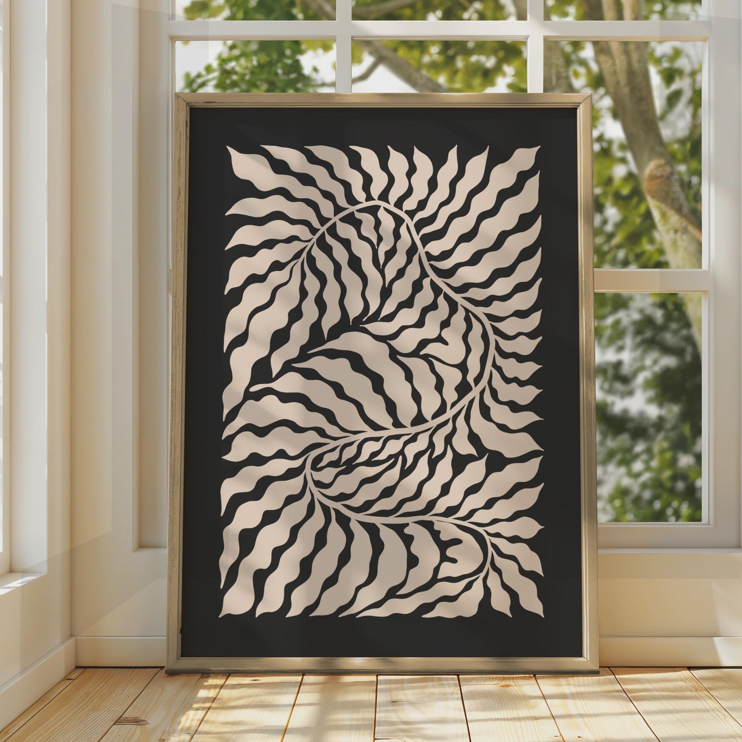 Botanical Leaf Print, Minimalist Wall Art, Black and White Nature Decor, Modern Botanical wall art print