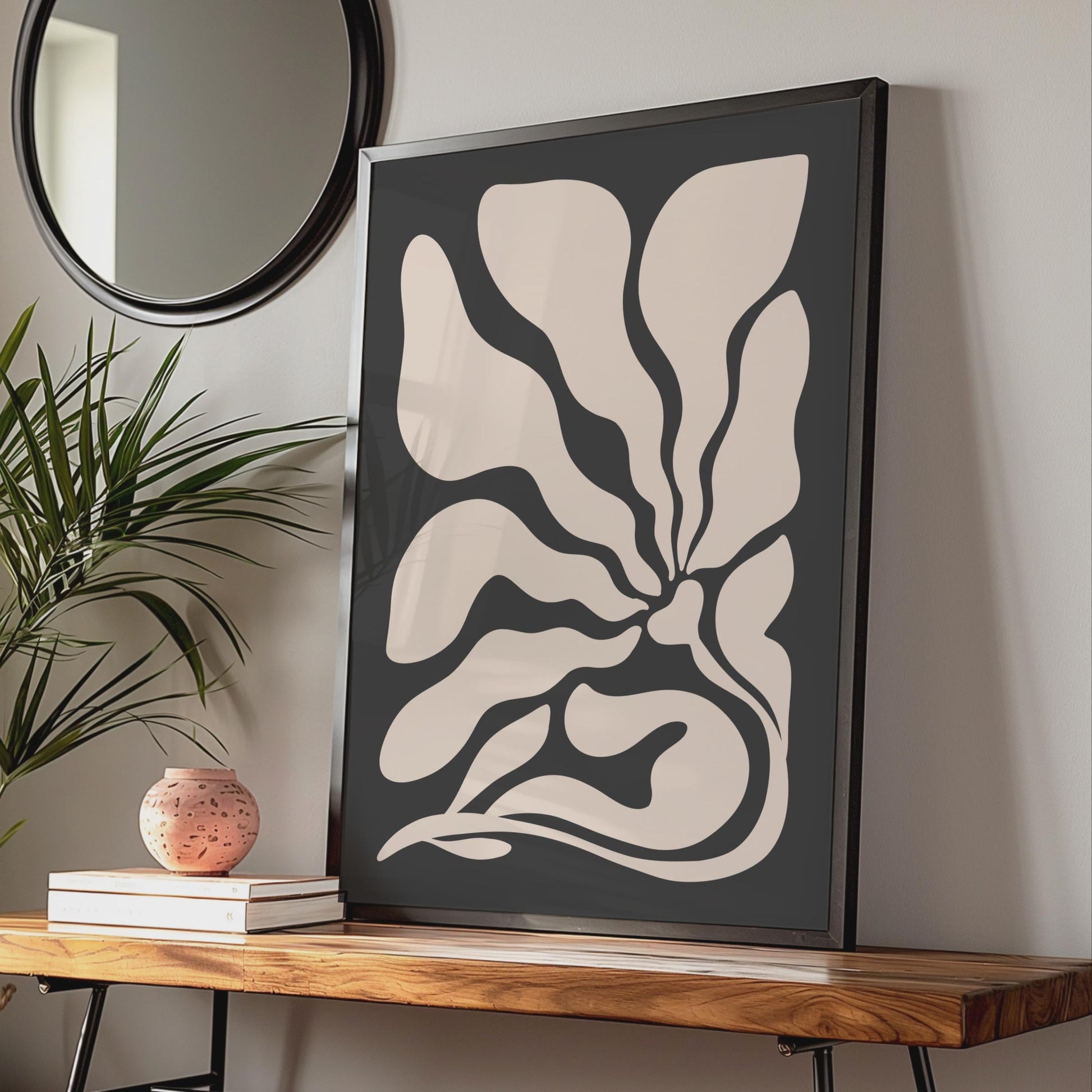 Abstract Floral Wall Art, Dark Botanical Print, Minimalist Organic Decor wall art print