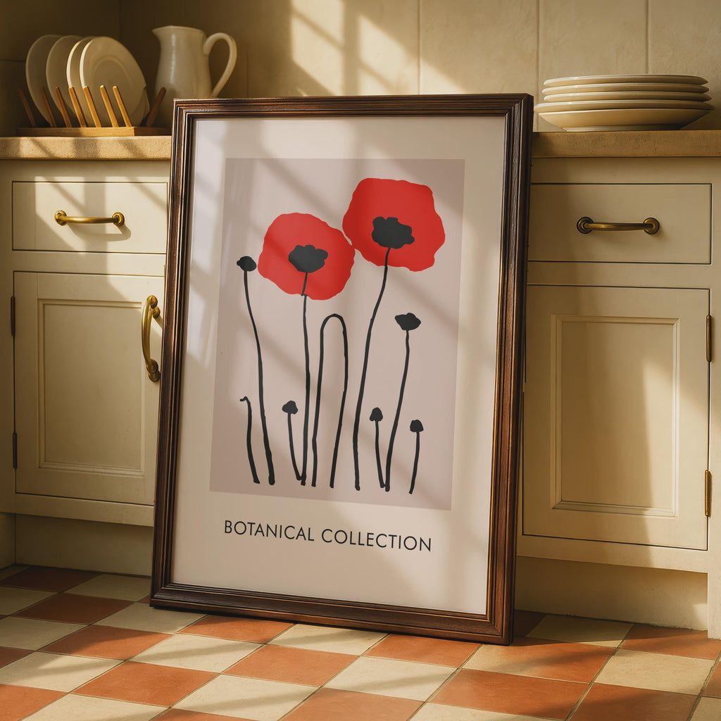 Red Poppy Flower Art Print, Botanical Poster for Home Decor, Modern Floral Wall Art wall art print
