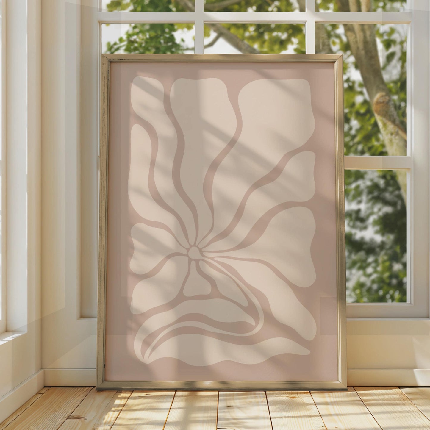 Minimalist Botanical Flower Poster, Abstract Art Print, Modern Floral Decor, Soft Pink Wall Art wall art print