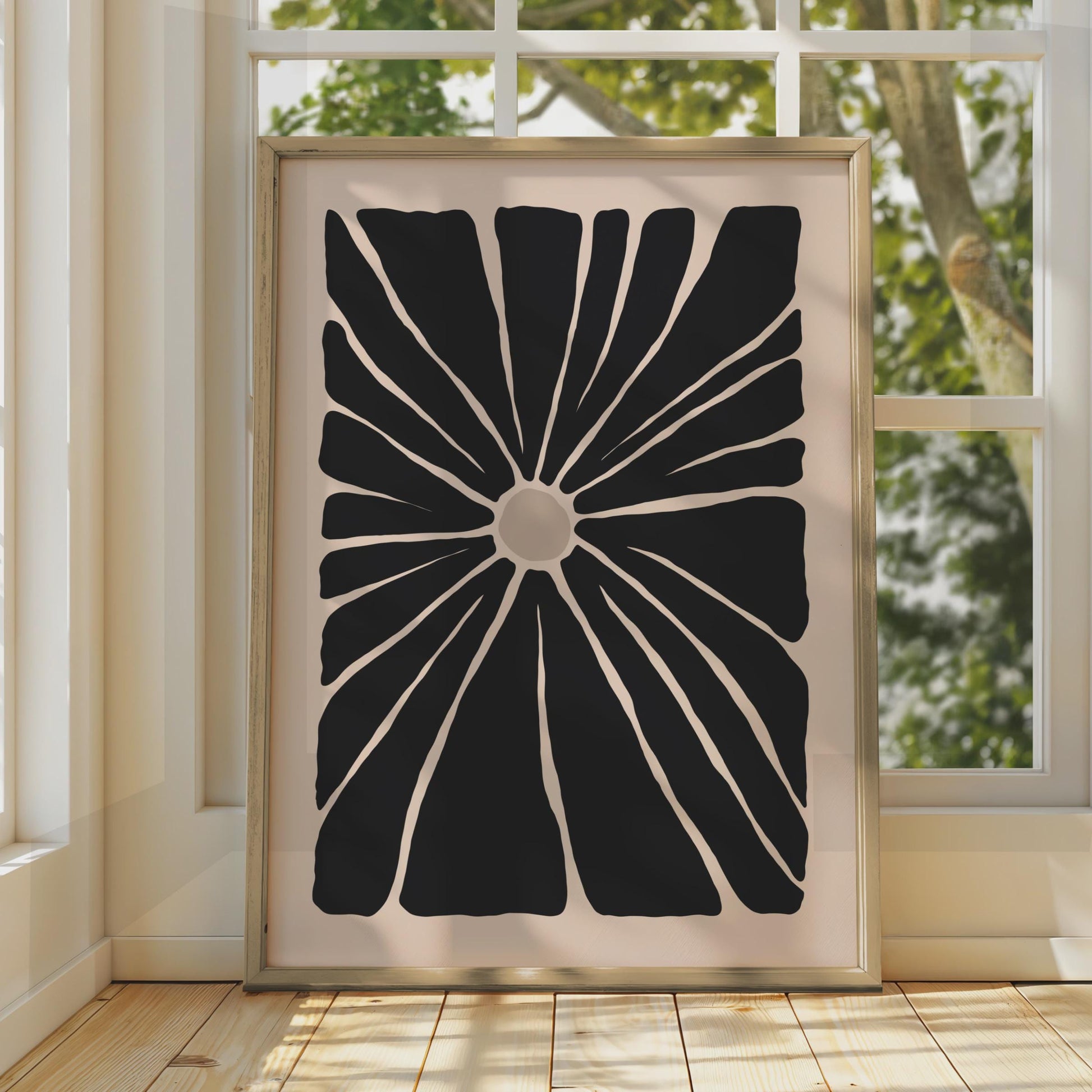 Black Botanical Flower Art Print, Minimalist Floral Poster for Modern Home Decor, Nature-Inspired wall art print