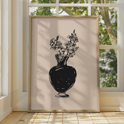 Botanical Flower Art Print, Elegant Floral Vase Poster, Minimalist Wall Decor for Living Room wall art print