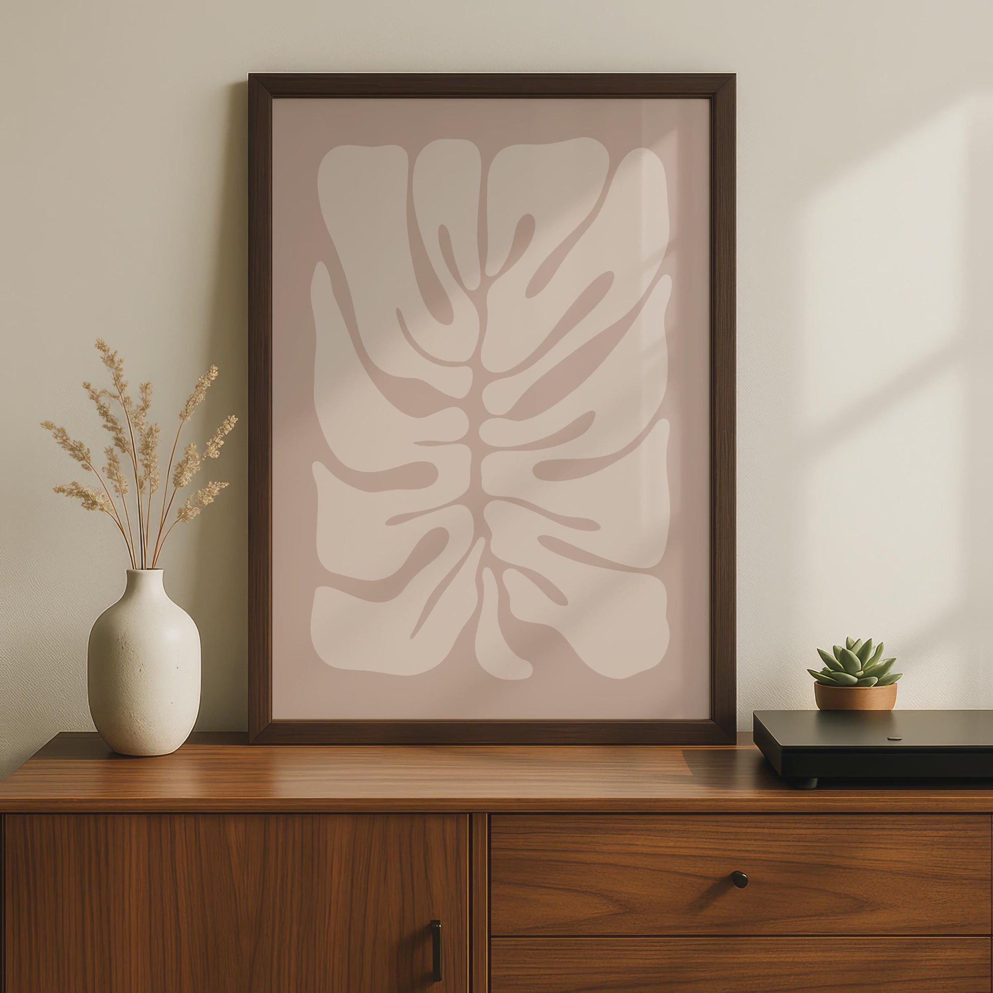 Botanical Monstera Leaf Print, Minimalist Wall Art, Abstract Nature Decor, Modern Home Poster wall art print