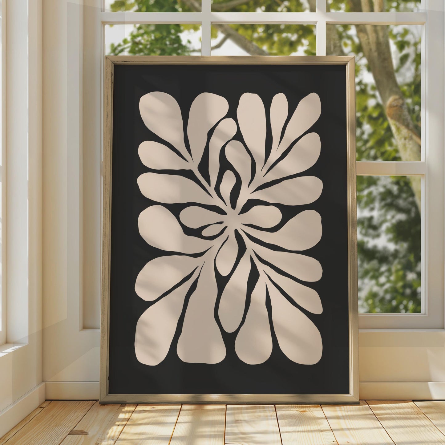 Botanical Flower Art Print | Black Pink Minimalist Wall Decor wall art print