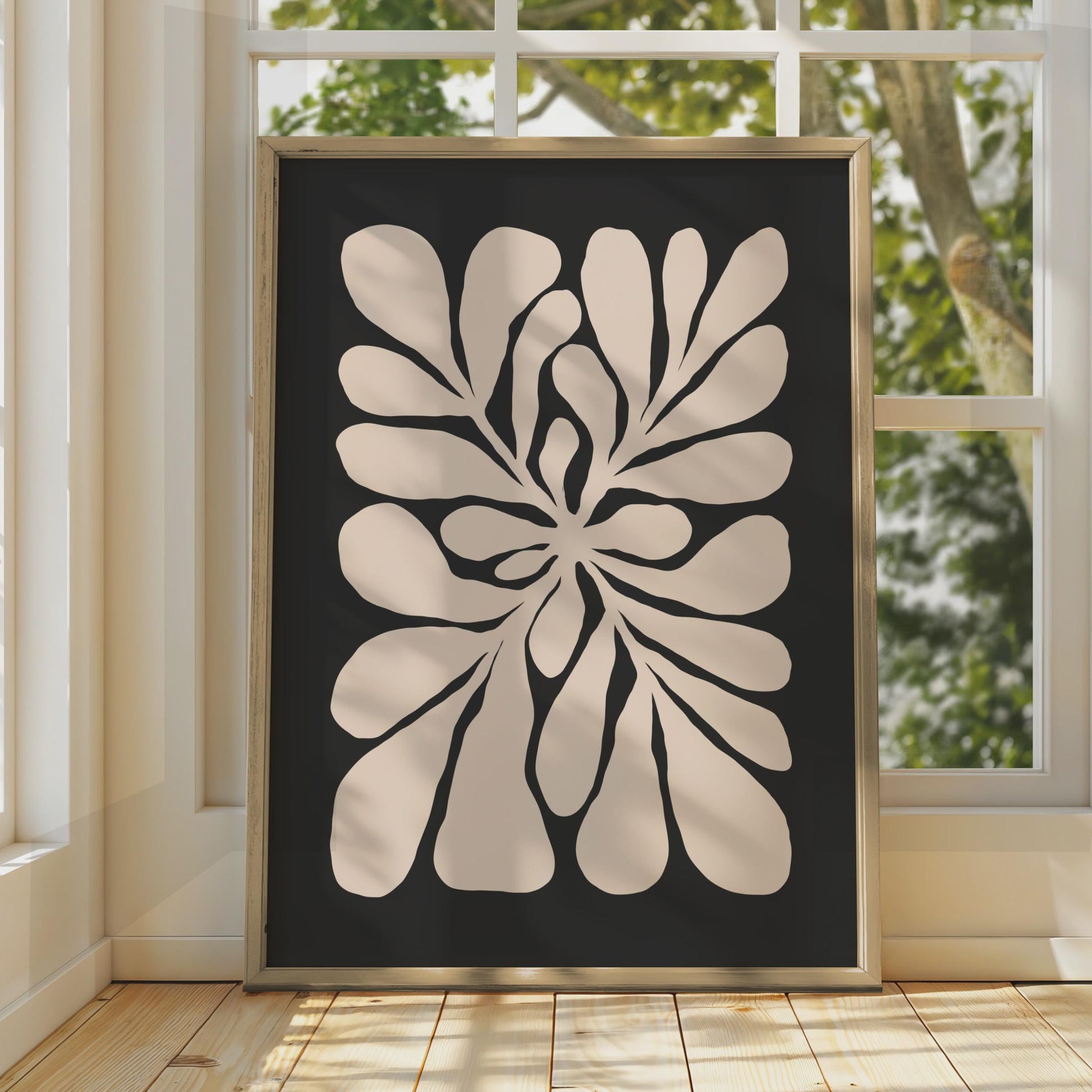 Botanical Flower Art Print | Black Pink Minimalist Wall Decor wall art print