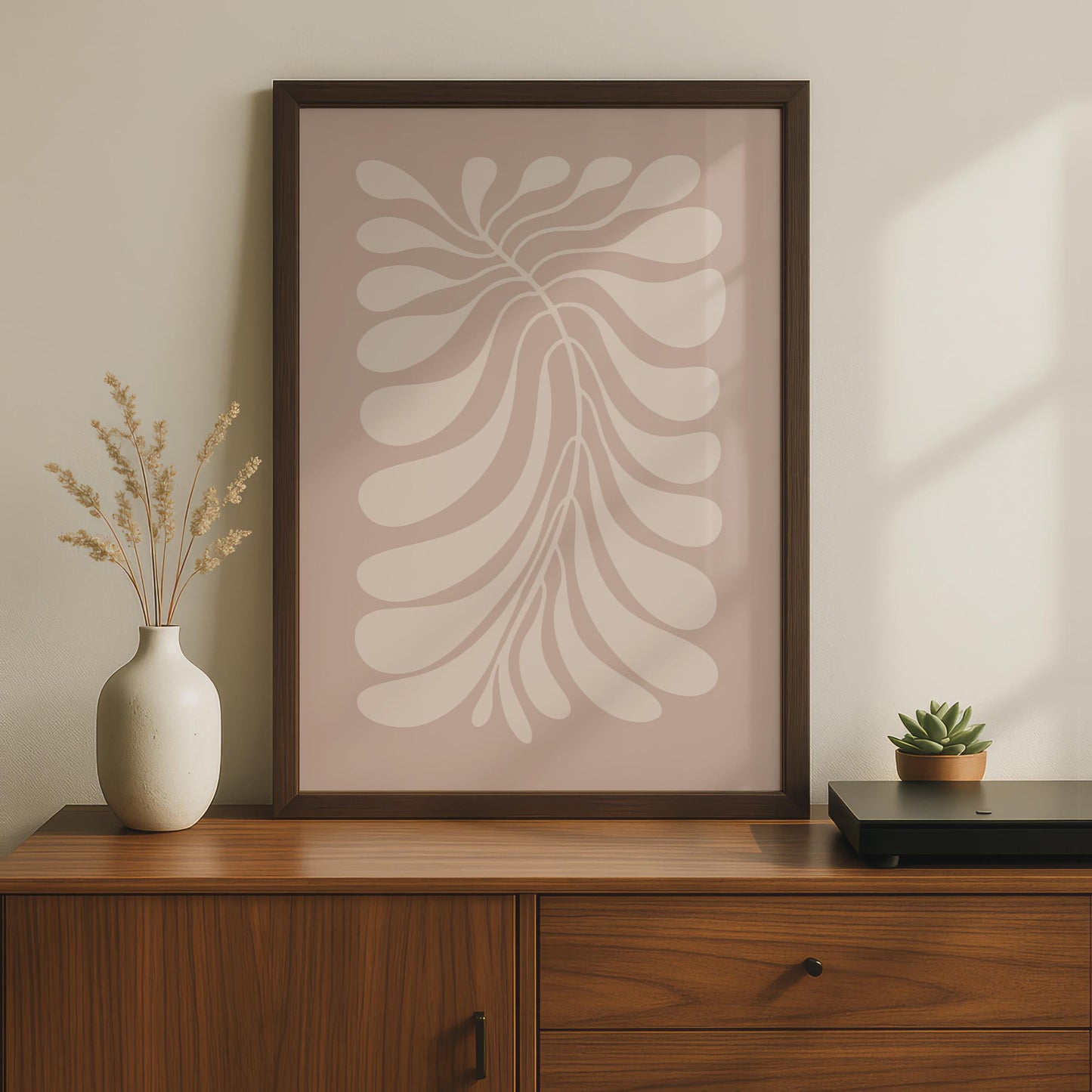 Minimalist Botanical Leaf Art Print, Elegant Floral Poster, Neutral Wall Decor, Nature Artwork wall art print