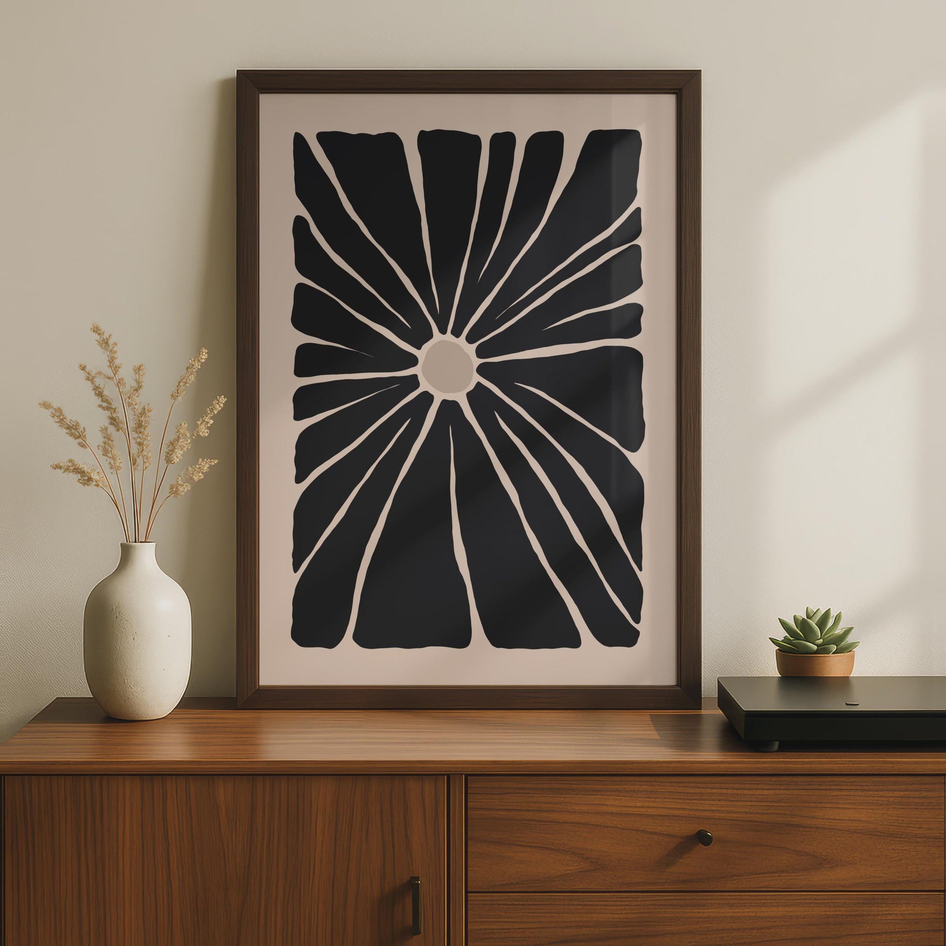 Black Botanical Flower Art Print, Minimalist Floral Poster for Modern Home Decor, Nature-Inspired wall art print