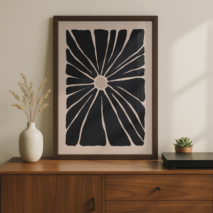 Black Botanical Flower Art Print, Minimalist Floral Poster for Modern Home Decor, Nature-Inspired wall art print