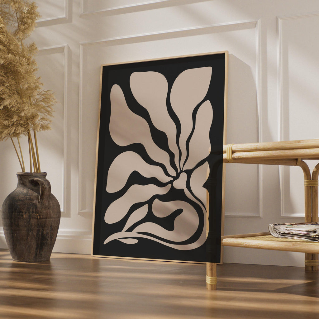 Abstract Floral Wall Art, Dark Botanical Print, Minimalist Organic Decor wall art print