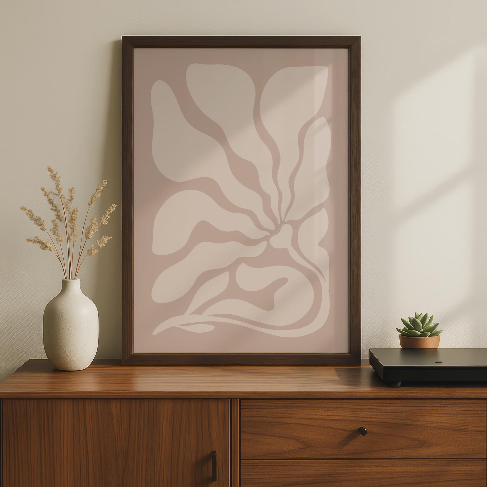 Botanical Flower Poster, Abstract Plant Print, Minimalist Wall Art for Home Decor, Neutral Tones wall art print