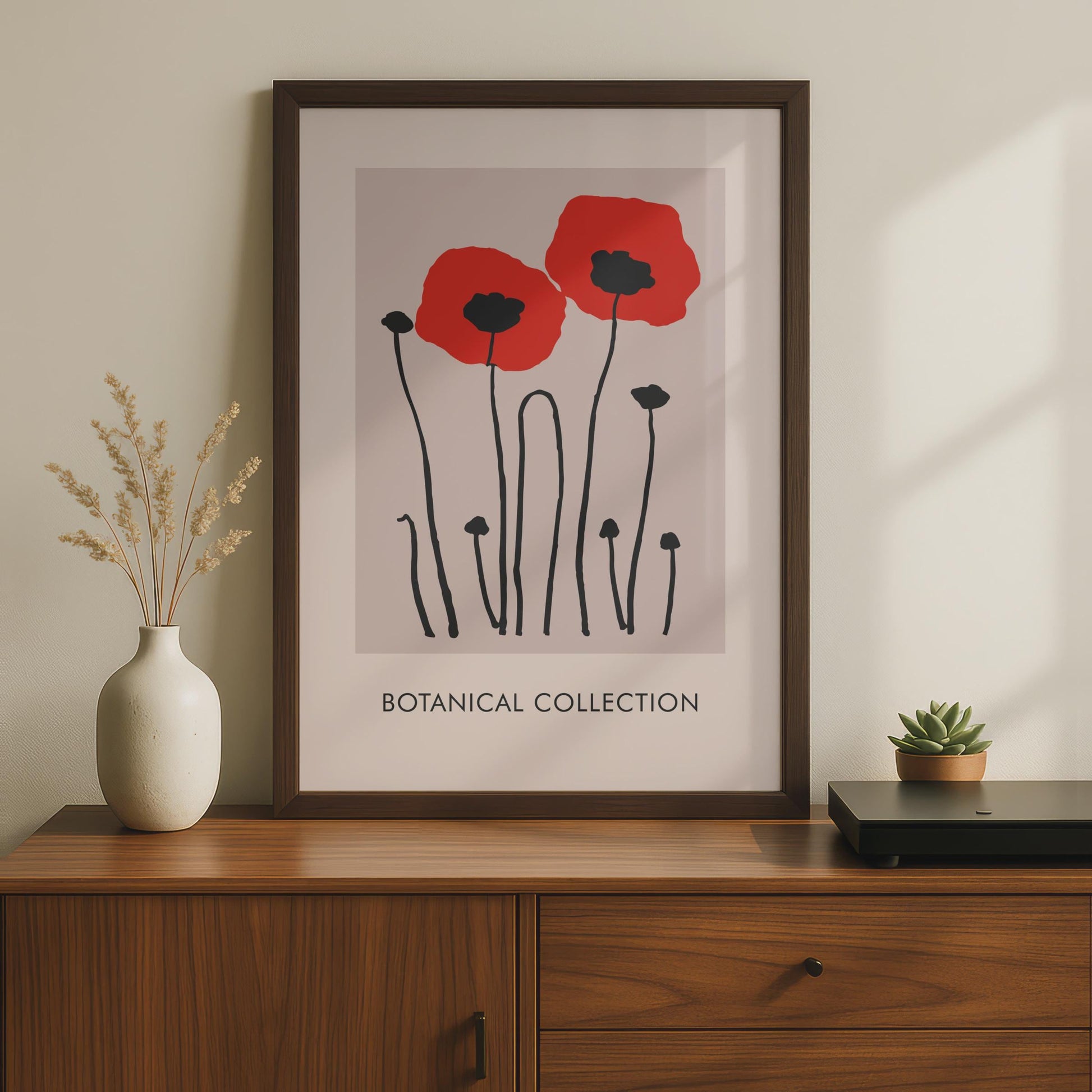 Red Poppy Flower Art Print, Botanical Poster for Home Decor, Modern Floral Wall Art wall art print