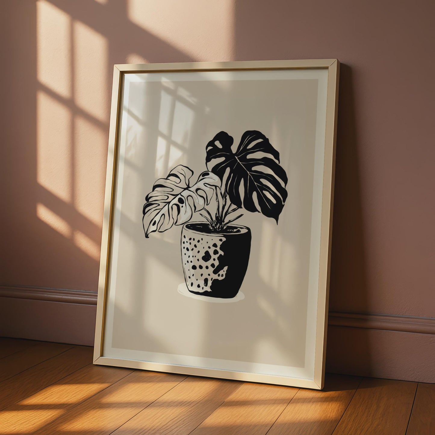 Monstera Plant Wall Art, Botanical Flower Poster, Black and White Plant Print, Minimalist Decor wall art print