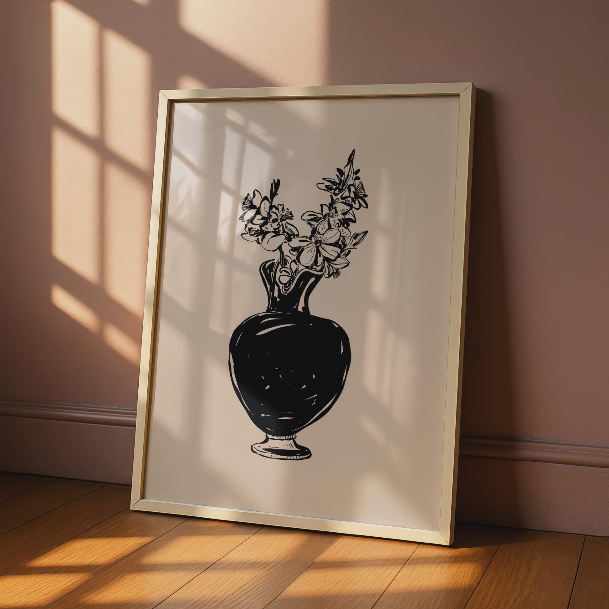 Botanical Flower Art Print, Elegant Floral Vase Poster, Minimalist Wall Decor for Living Room wall art print