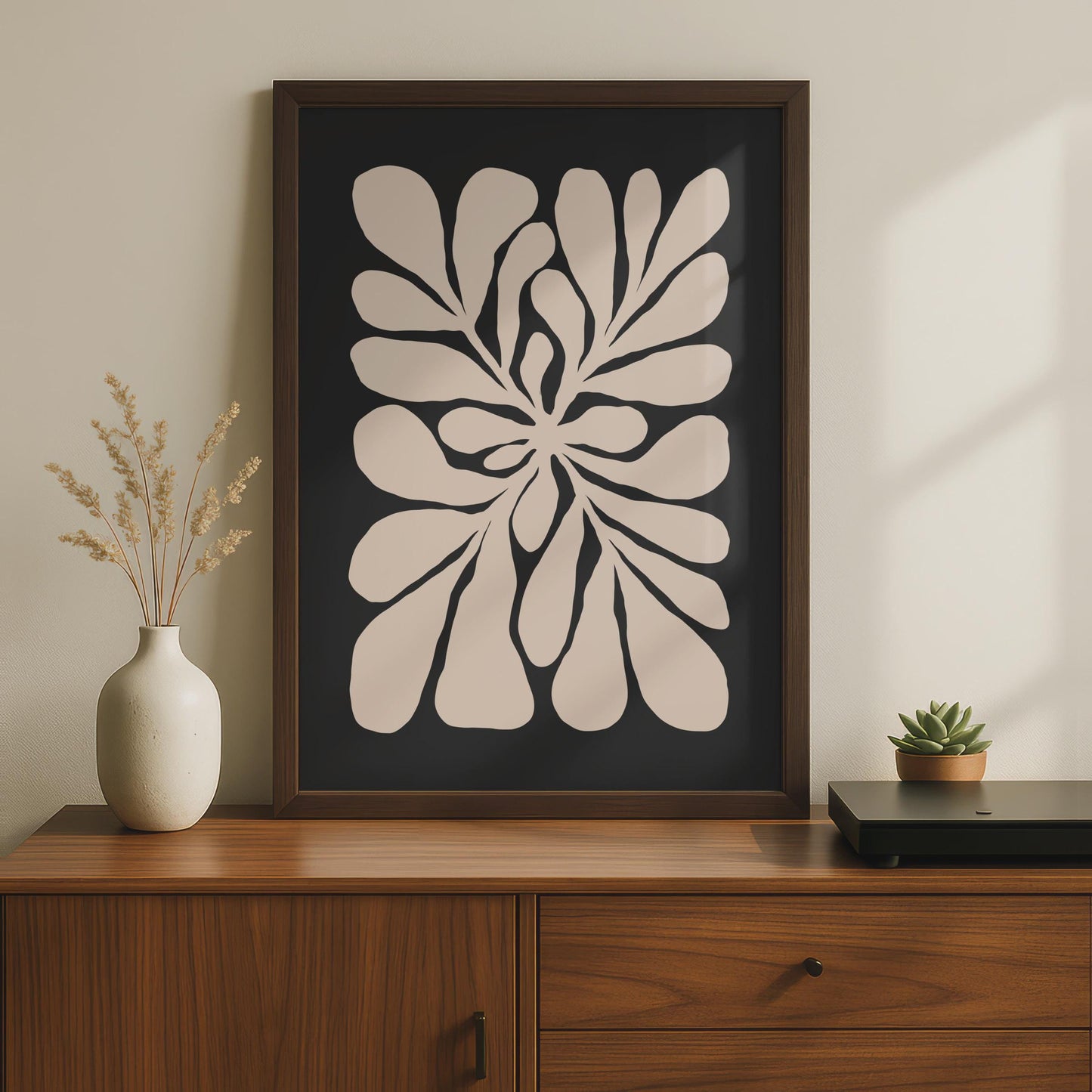 Botanical Flower Art Print | Black Pink Minimalist Wall Decor wall art print