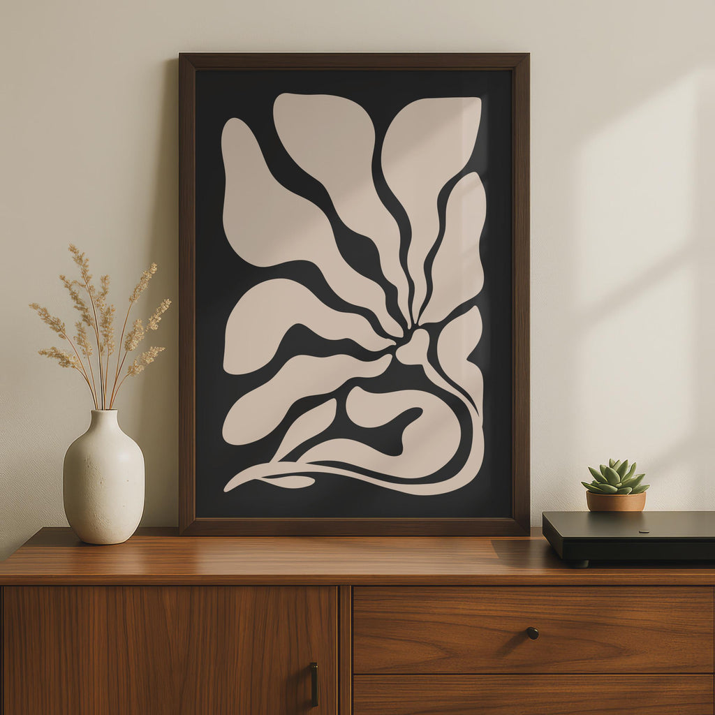 Abstract Floral Wall Art, Dark Botanical Print, Minimalist Organic Decor wall art print