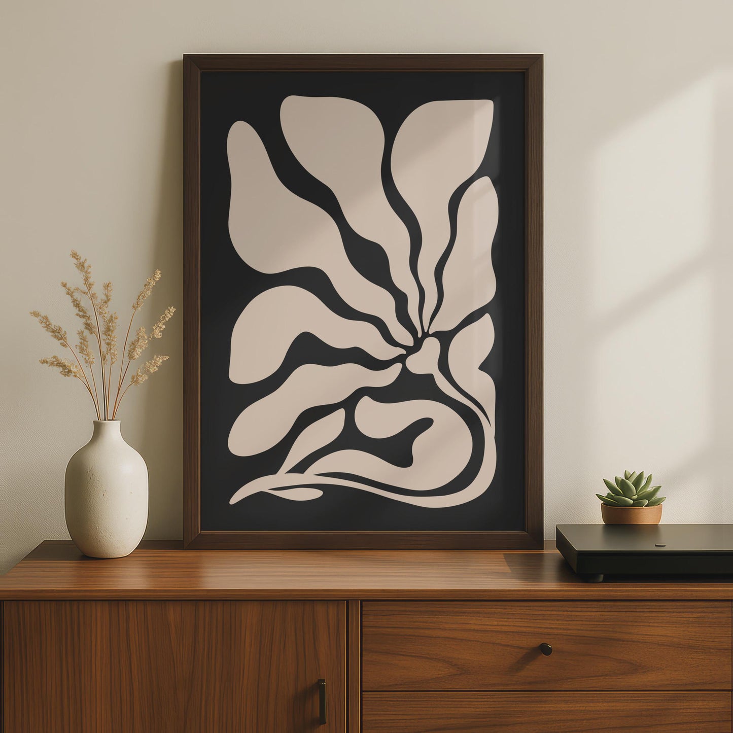 Abstract Floral Wall Art, Dark Botanical Print, Minimalist Organic Decor wall art print