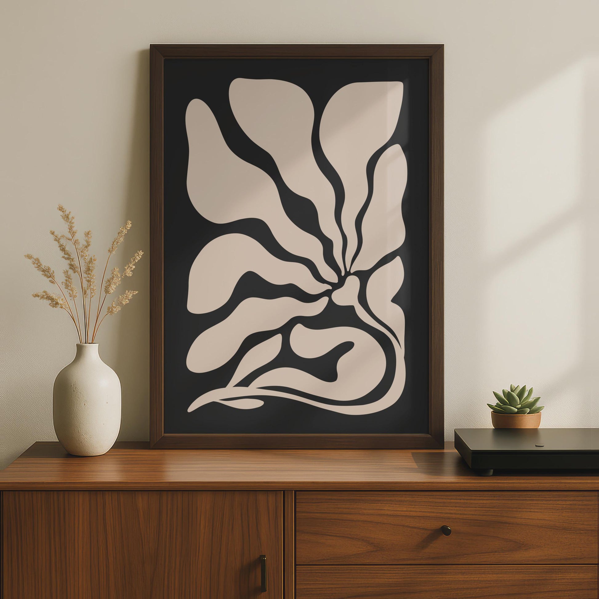 Abstract Floral Wall Art, Dark Botanical Print, Minimalist Organic Decor wall art print