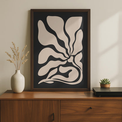 Abstract Floral Wall Art, Dark Botanical Print, Minimalist Organic Decor wall art print