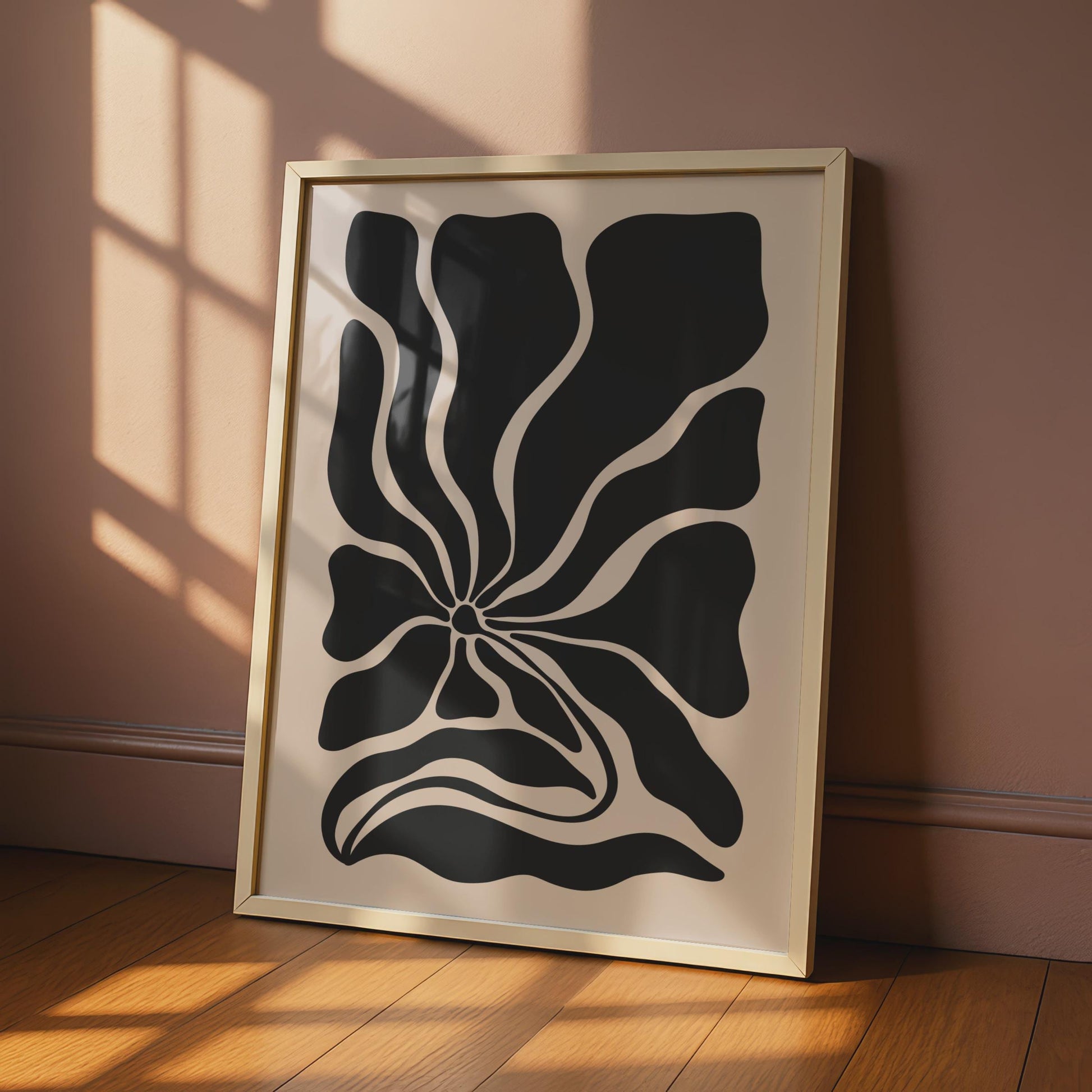 Bold Black Flower Art Print, Minimalist Botanical Poster, Modern Floral Wall Decor wall art print