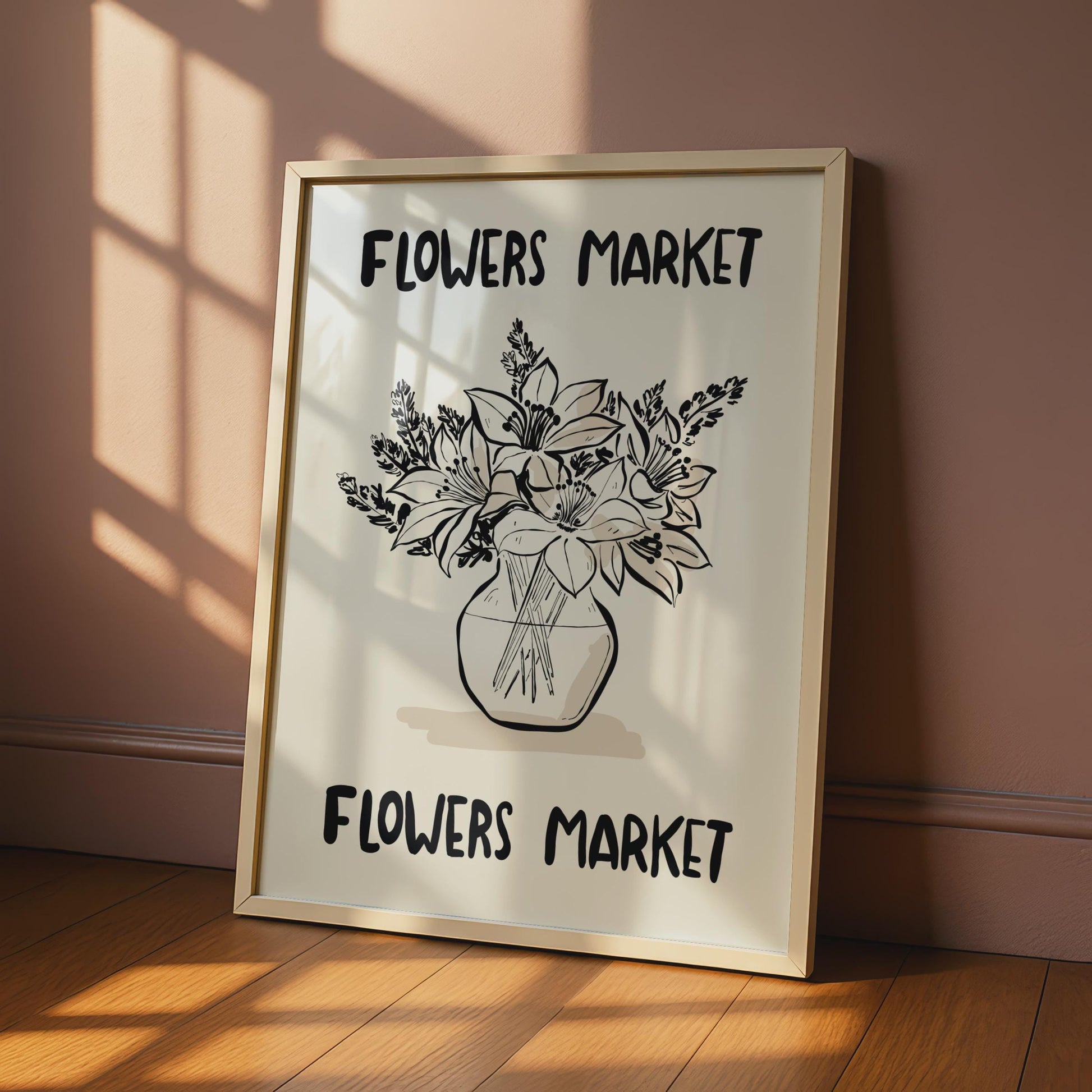 Botanical Flower Market Poster, Floral Art Print, Nature-Inspired Wall Decor, Minimalist Flower wall art print