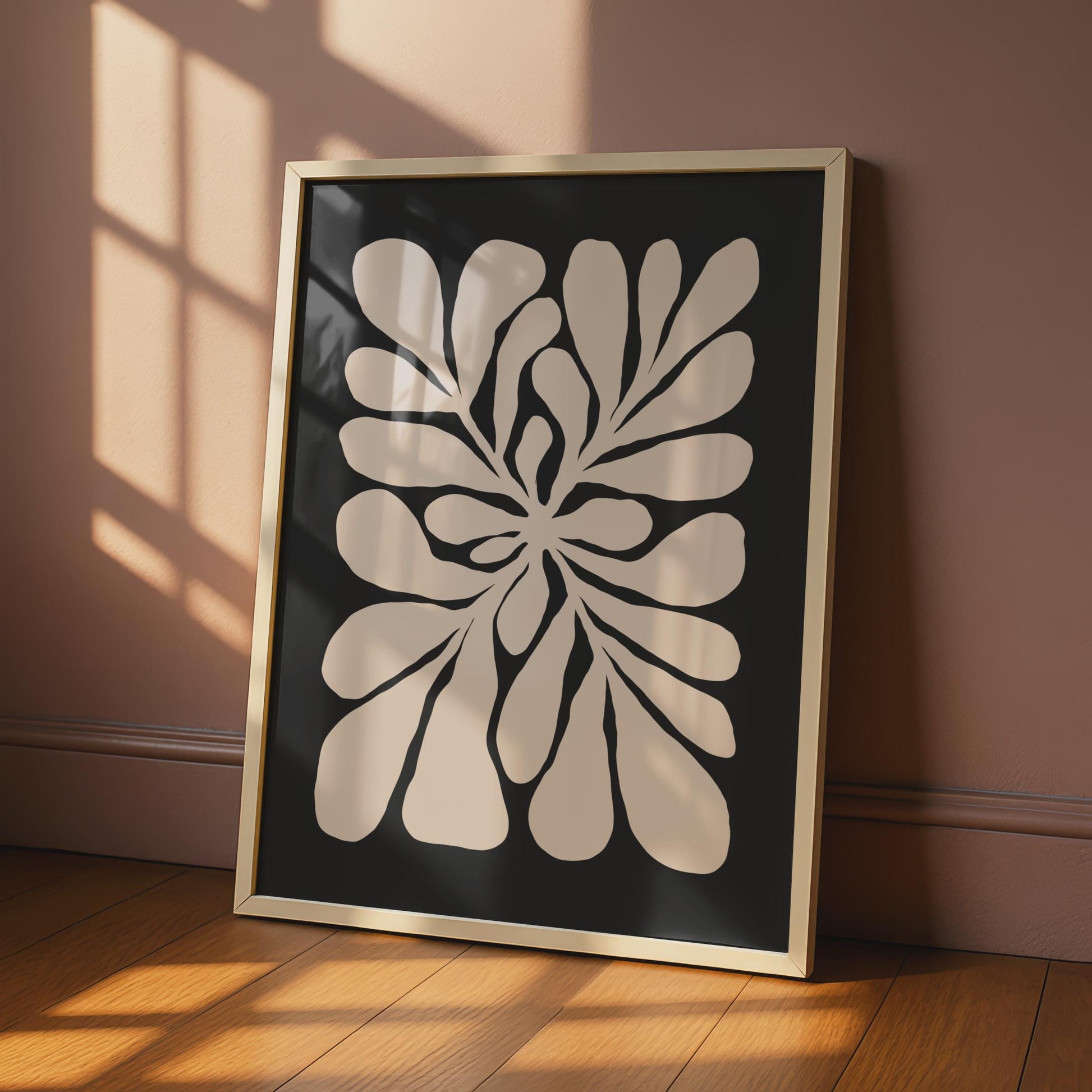 Botanical Flower Art Print | Black Pink Minimalist Wall Decor wall art print