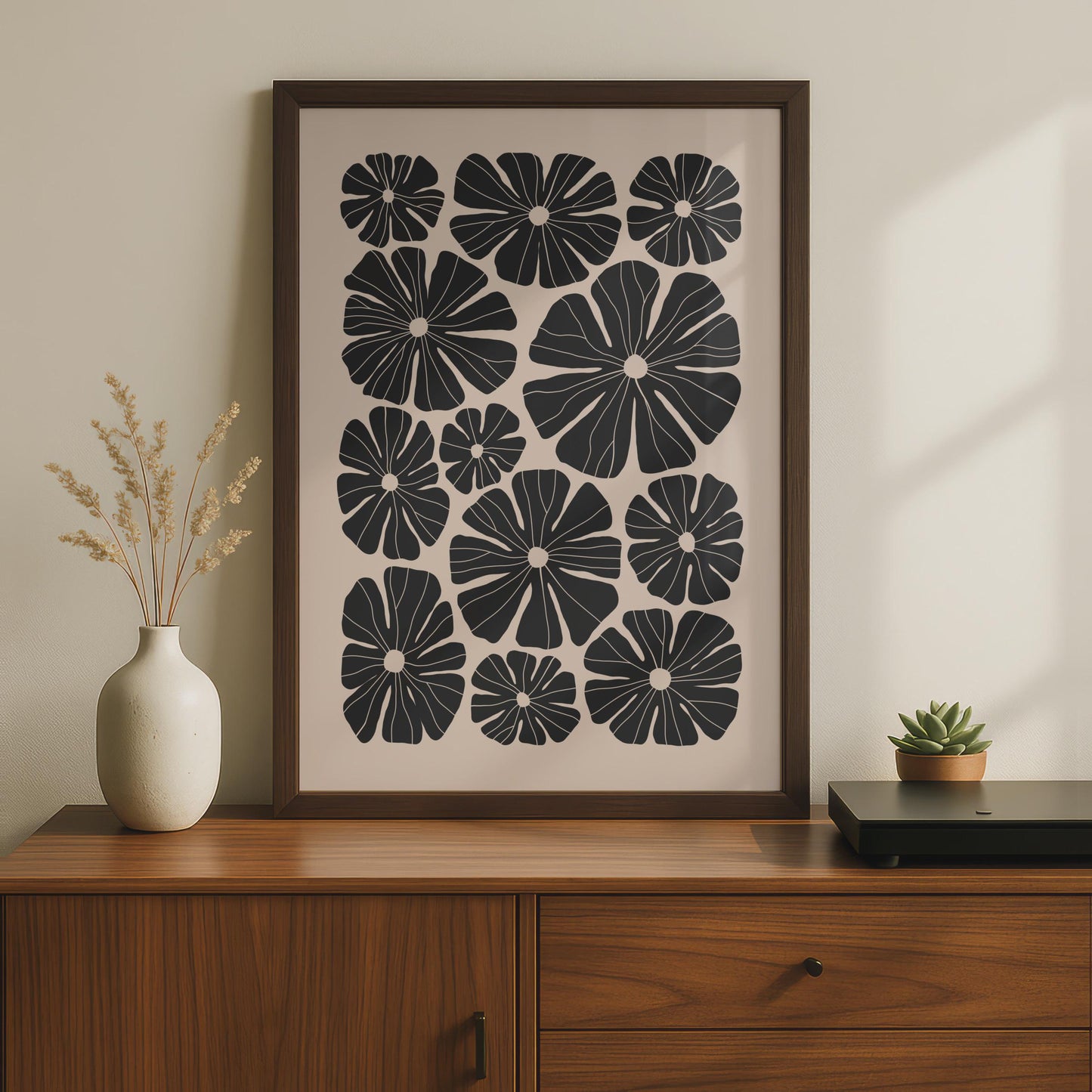 Botanical Flower Print, Black and White Floral Art, Modern Wall Decor, Minimalist Poster, Nature wall art print