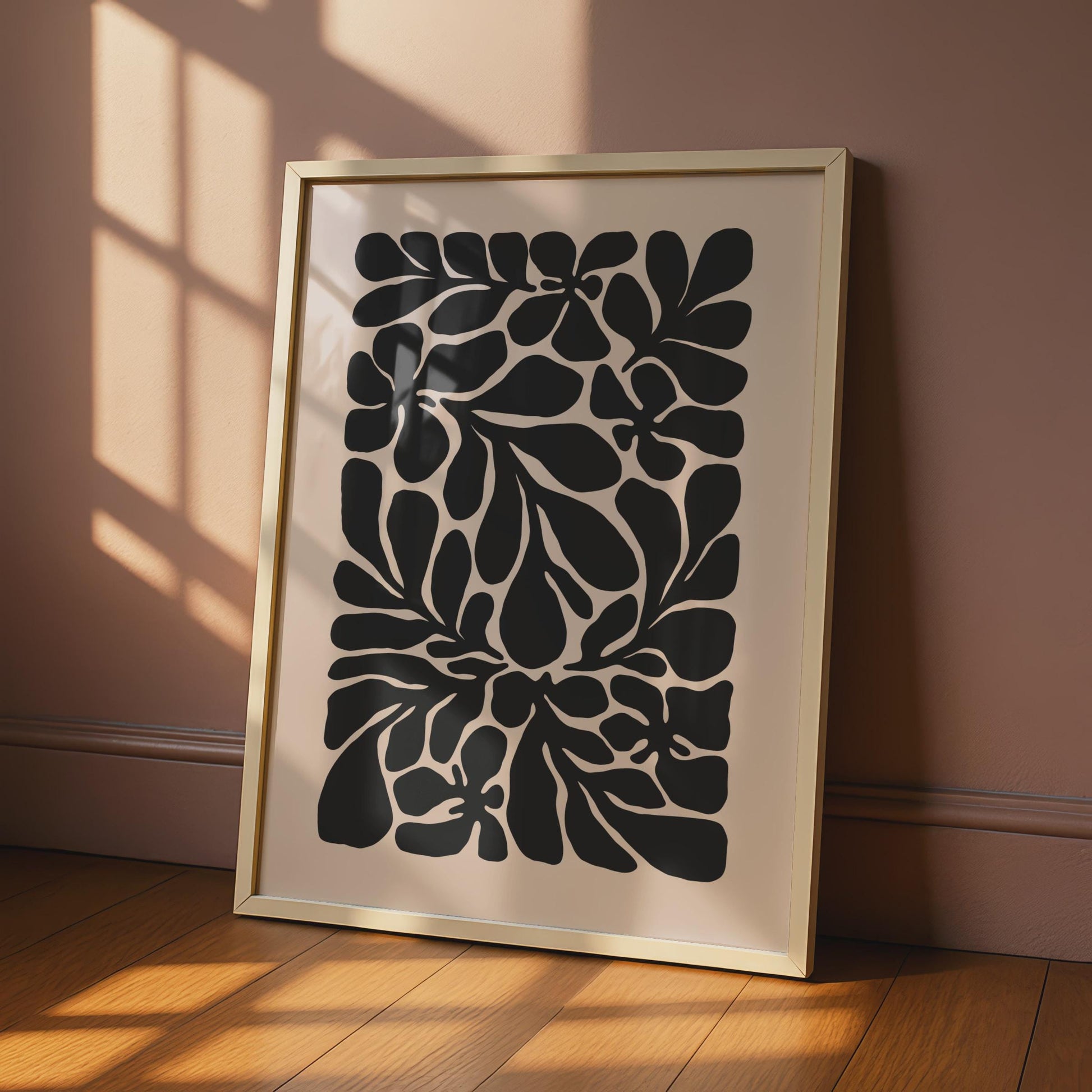Botanical Flower Poster, Black Floral Art Print, Minimalist Wall Decor, Nature-Inspired Home Artwork wall art print