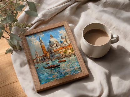 Venice Grand Canal Gondola Poster, Impressionist Italy Wall Art, Seascape Art Print for Living Room — styling mockup 3