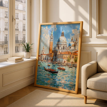 Venice Grand Canal Gondola Poster, Impressionist Italy Wall Art, Seascape Art Print for Living Room — styling mockup 4