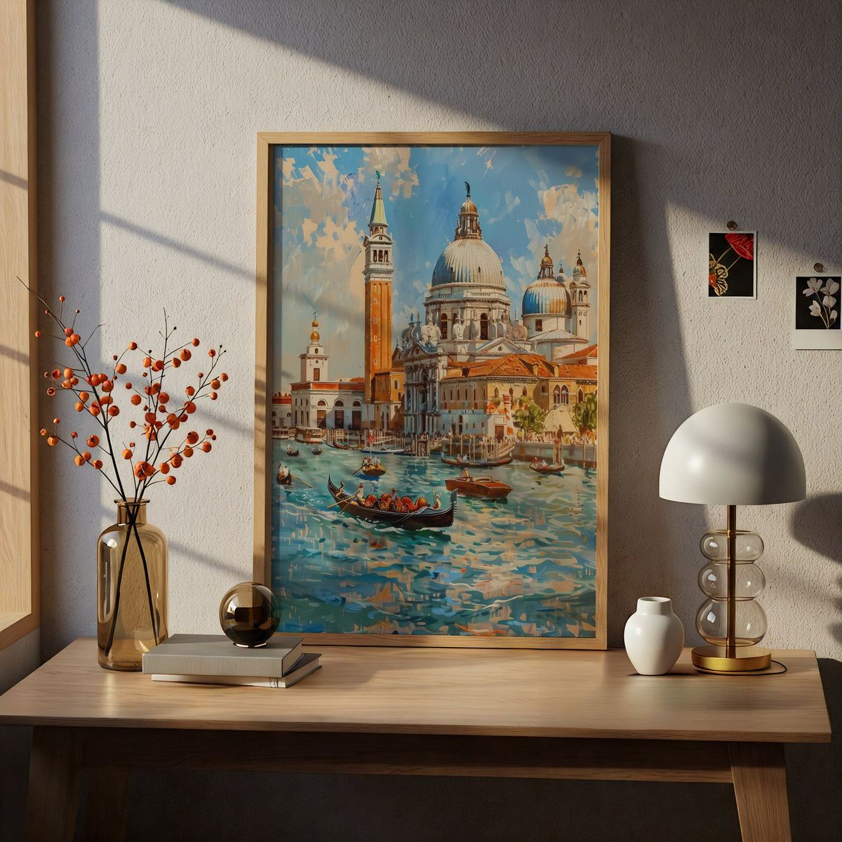 Venice Grand Canal Gondola Poster, Impressionist Italy Wall Art, Seascape Art Print for Living Room — styling mockup 5