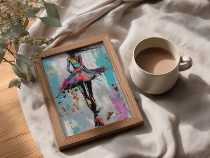 Colourful Abstract Fashion Girl Poster, Pop Art Wall Art Print, Teal Pink Gold Leaf Bedroom Decor — styling mockup 3