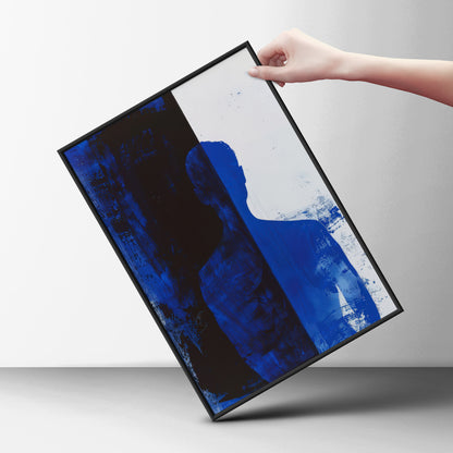 Abstract Blue Silhouette Poster, Cobalt Blue and Black Wall Art, Modern Figure Art Print — styling mockup 6