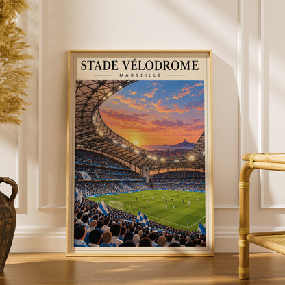 Stade Velodrome Marseille Stadium Poster — framed room mockup 1