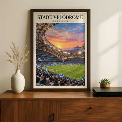 Stade Velodrome Marseille Stadium Poster — framed room mockup 2